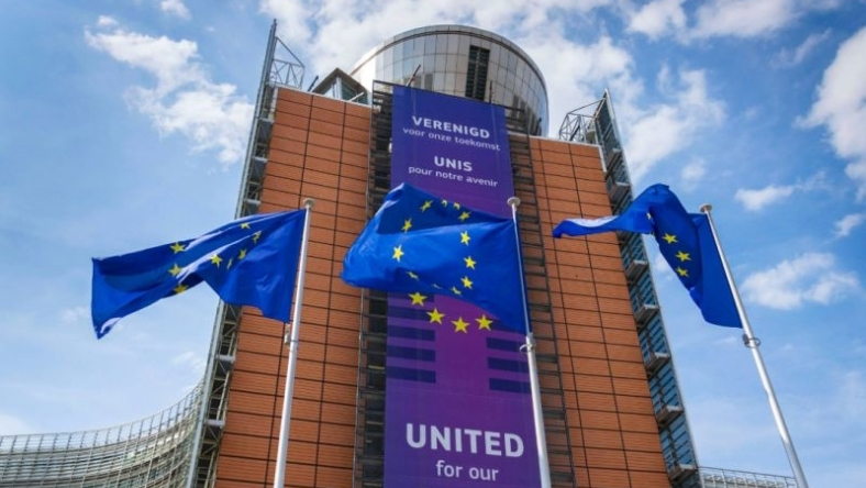 European Union flags outside European Parliament building